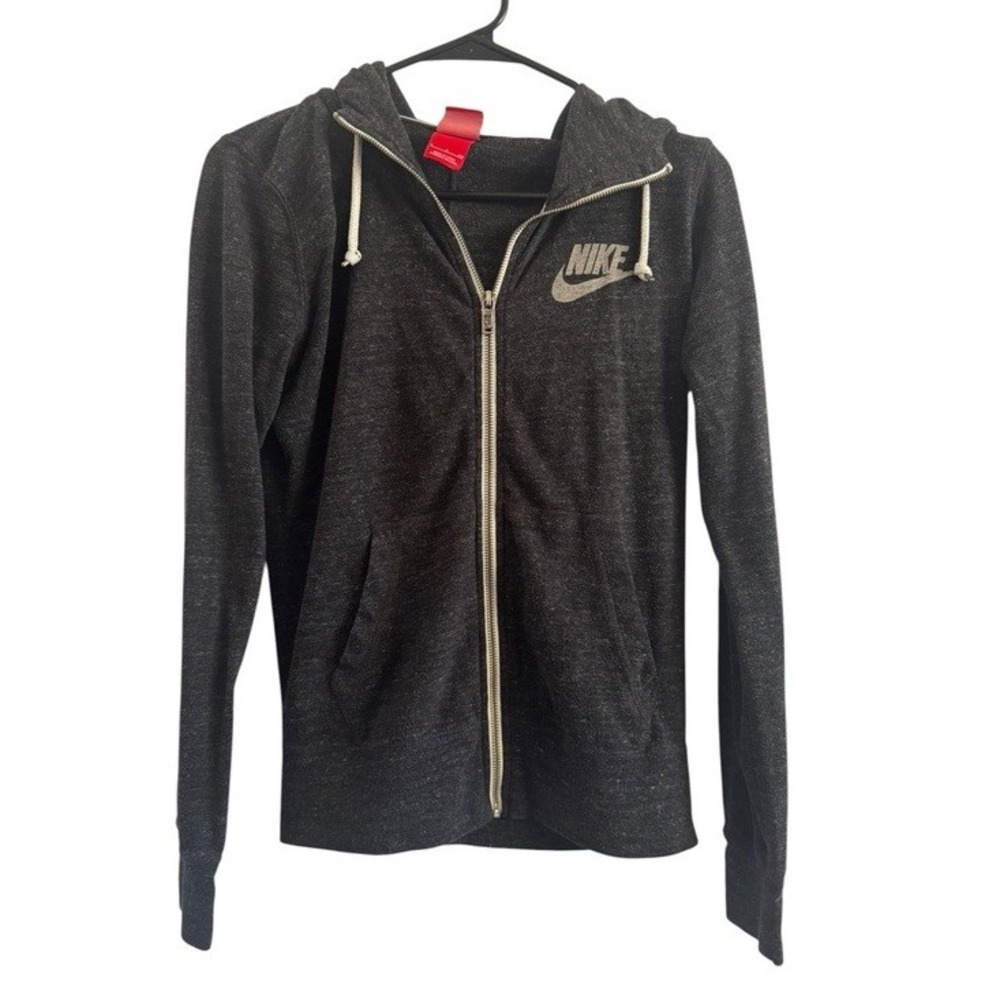 Nike‎ Womens Full Zip Hoodie Charcoal Heather Grey Lightweight Jersey Size Small - Picture 4 of 12